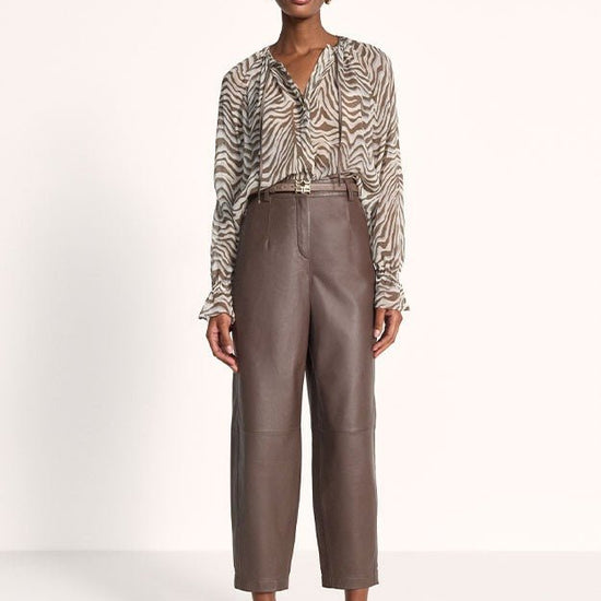 Young Ideas & Henmores -Zebra V Neck Sheer Blouse -868 Oat -8
