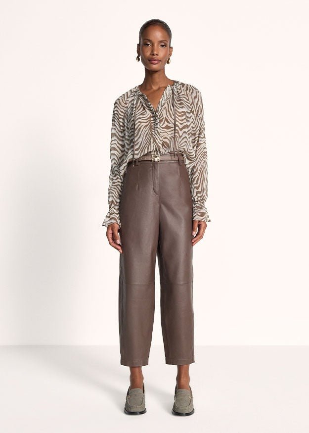 Young Ideas & Henmores -Zebra V Neck Sheer Blouse -868 Oat -8