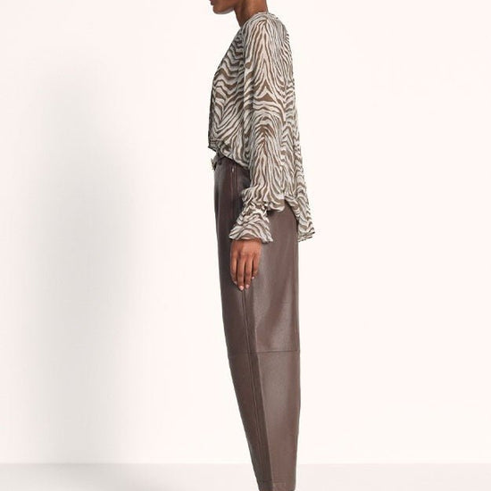 Young Ideas & Henmores -Zebra V Neck Sheer Blouse -868 Oat -8