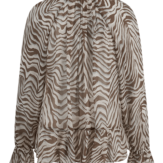 Young Ideas & Henmores -Zebra V Neck Sheer Blouse -868 Oat -8