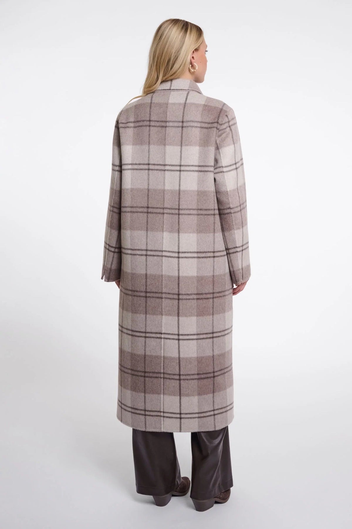 Young Ideas & Henmores -Adria Reversible Wool Coat -Soft Oat Check -8
