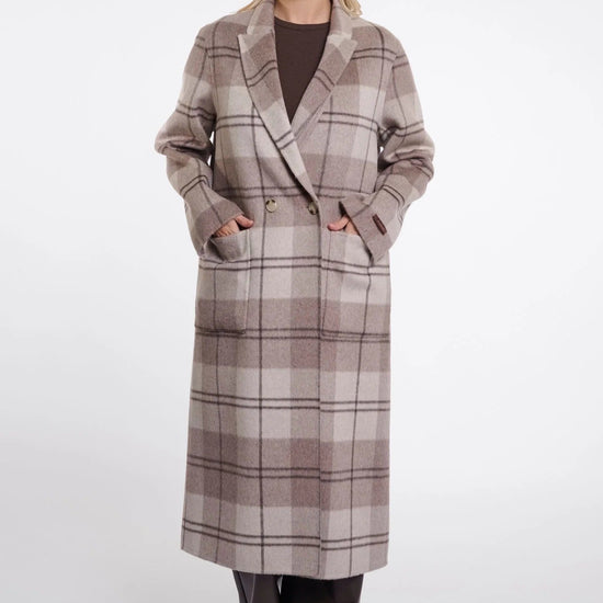 Young Ideas & Henmores -Adria Reversible Wool Coat -Soft Oat Check -8