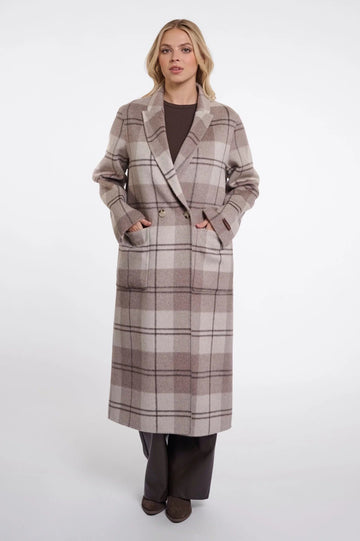 Young Ideas & Henmores -Adria Reversible Wool Coat -Soft Oat Check -8