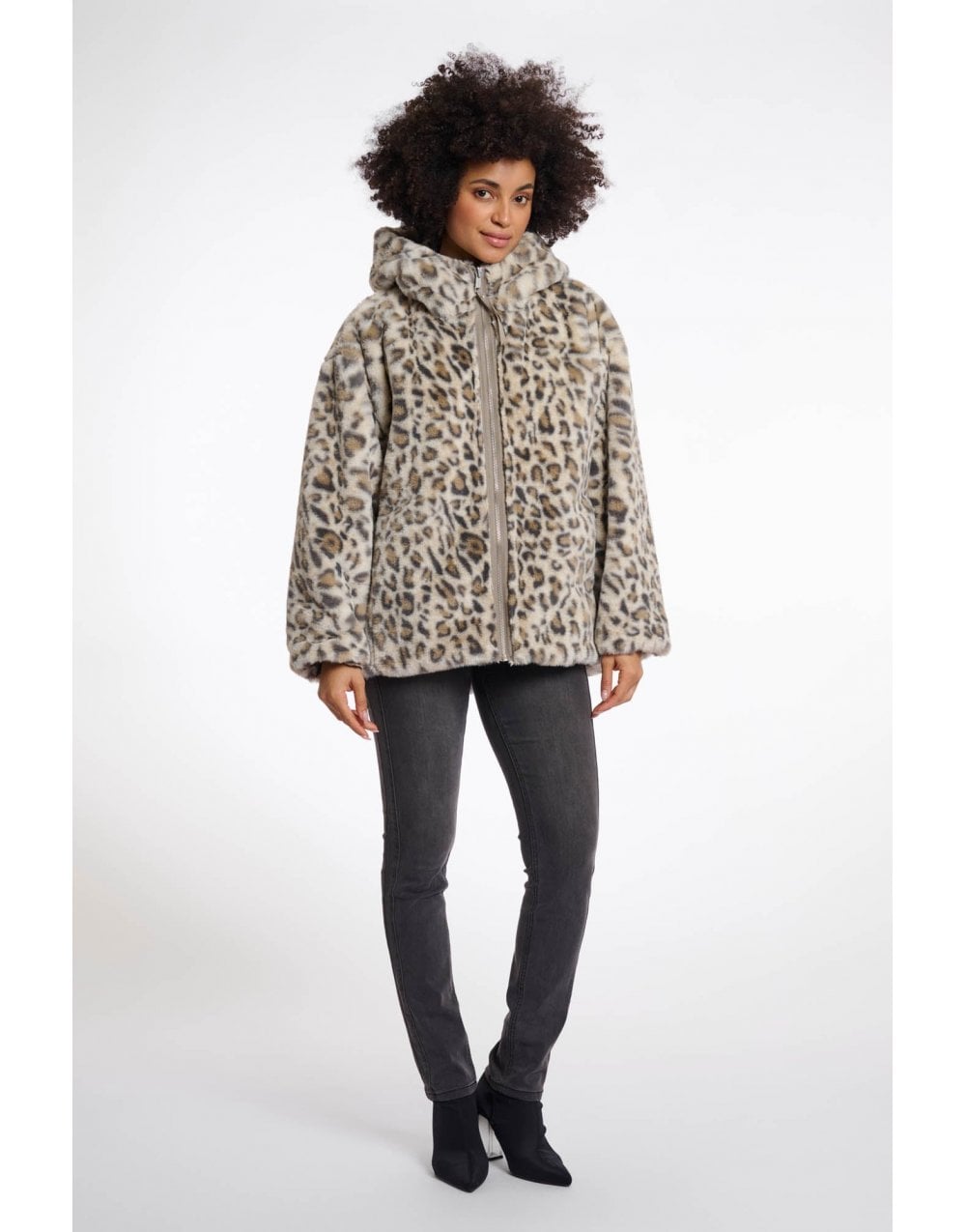 Young Ideas/Henmores - Ines Hooded Reversible Jacket - Light Pebble/Leopard - 8