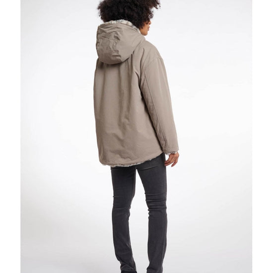 Young Ideas/Henmores - Ines Hooded Reversible Jacket - Light Pebble/Leopard - 8