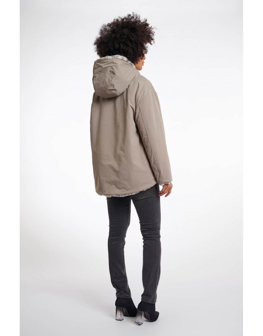 Young Ideas/Henmores - Ines Hooded Reversible Jacket - Light Pebble/Leopard - 8