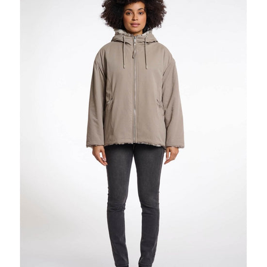 Young Ideas/Henmores - Ines Hooded Reversible Jacket - Light Pebble/Leopard - 8