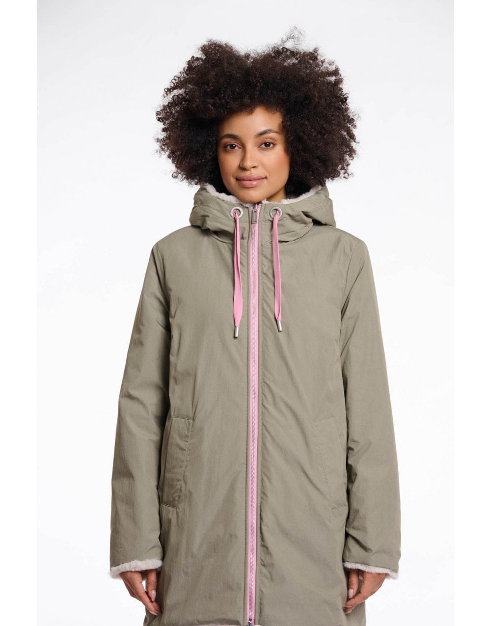 Young Ideas/Henmores - Javin Reversible Zip Contrast Coat - Green Ash/Birch - 8