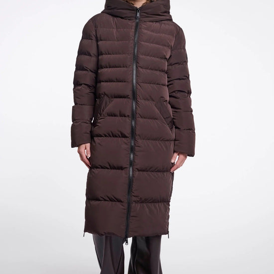 Young Ideas & Henmores -Keilafur Long Padded Hooded Coat -Peated Brown Leopard -8