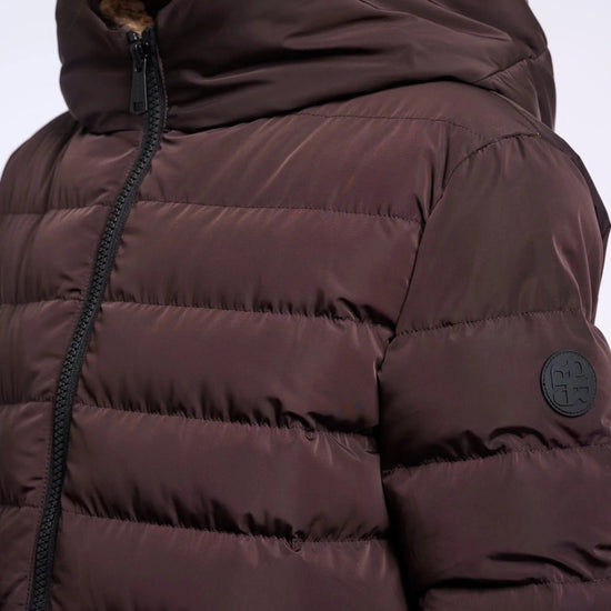 Young Ideas & Henmores -Keilafur Long Padded Hooded Coat -Peated Brown Leopard -8