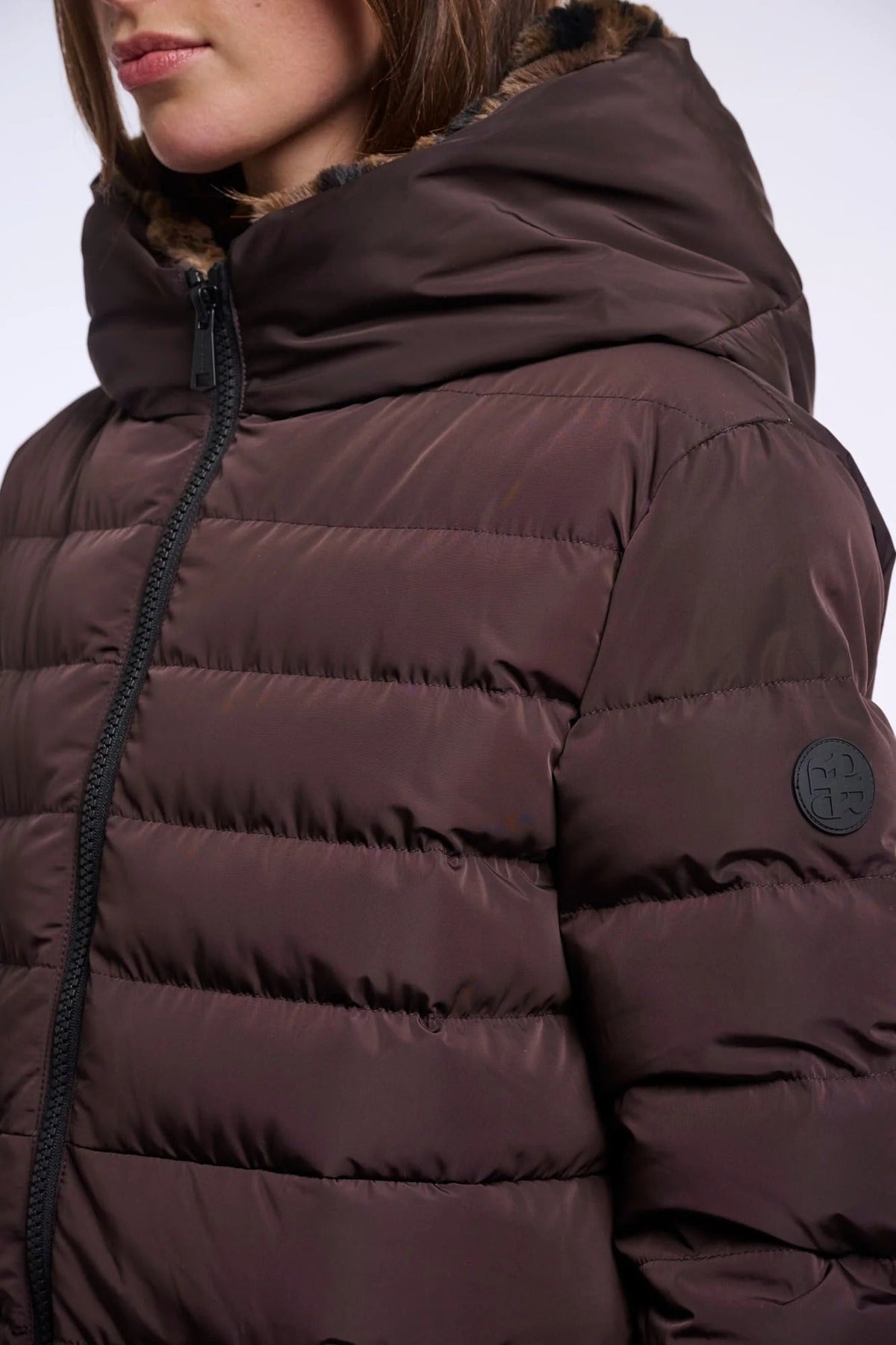 Young Ideas & Henmores -Keilafur Long Padded Hooded Coat -Peated Brown Leopard -8