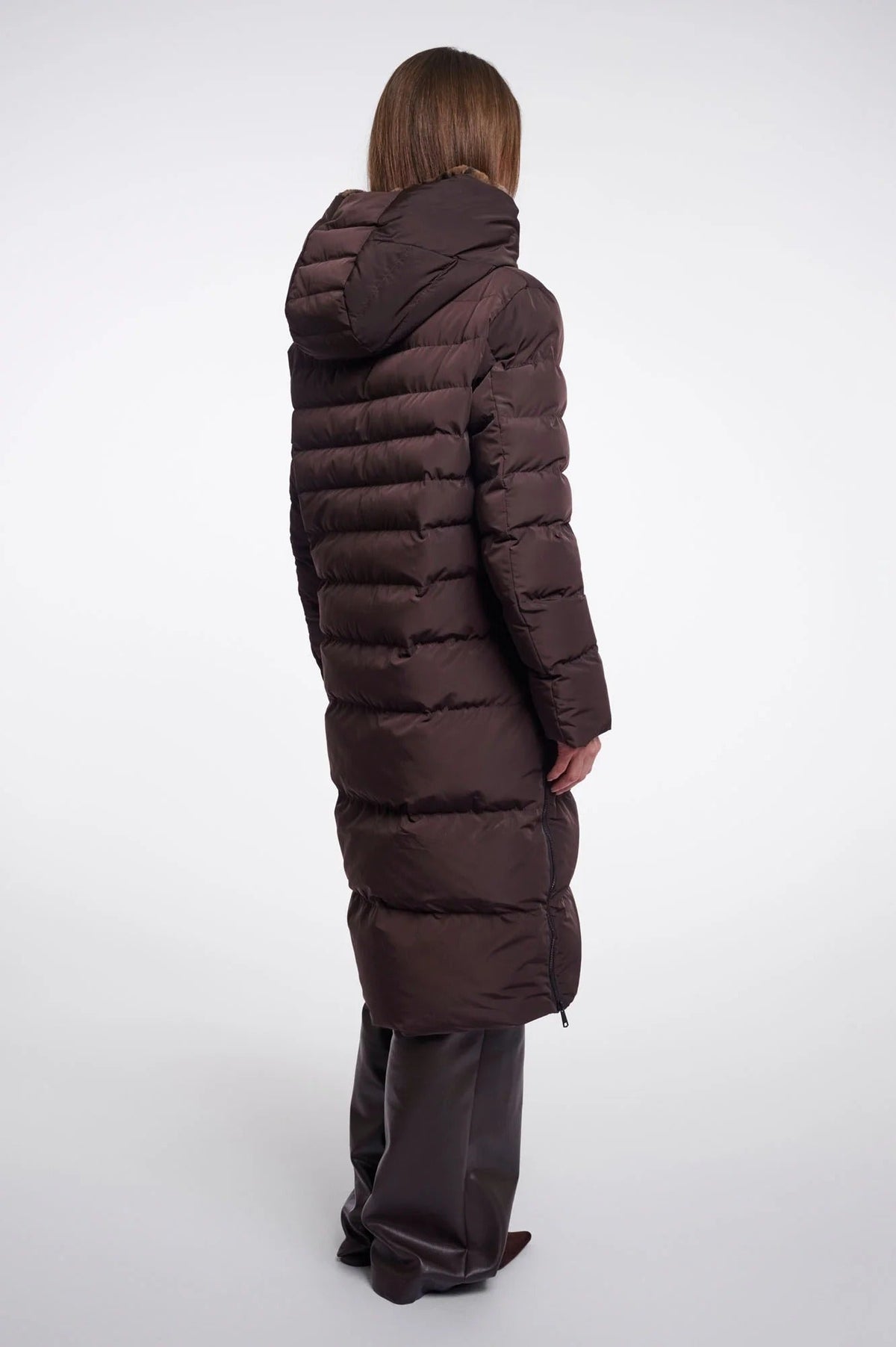 Young Ideas & Henmores -Keilafur Long Padded Hooded Coat -Peated Brown Leopard -8