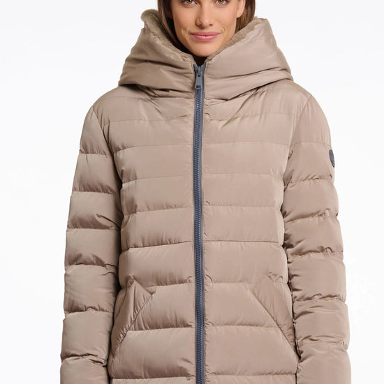 Young Ideas & Henmores -Keilafur Long Padded Hooded Coat -Toffee -8