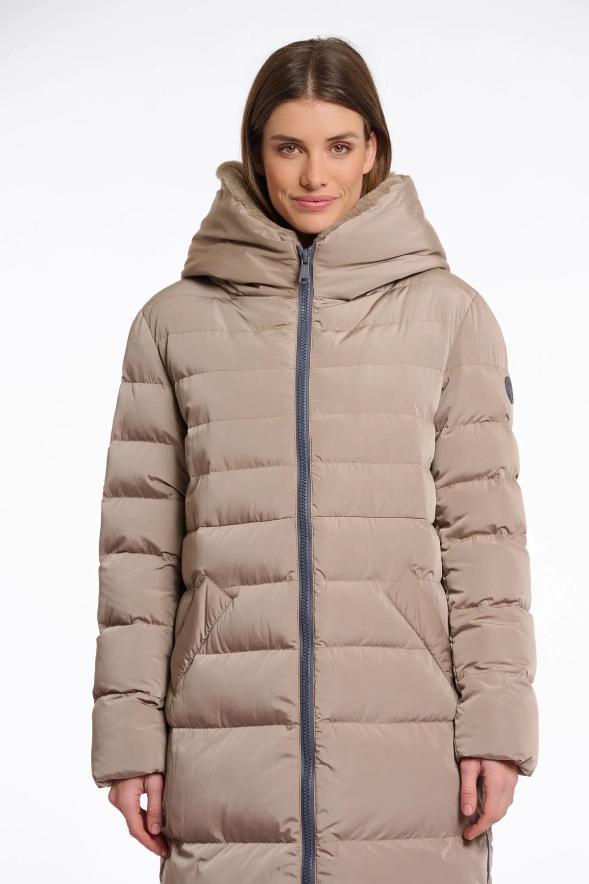 Young Ideas & Henmores -Keilafur Long Padded Hooded Coat -Toffee -8