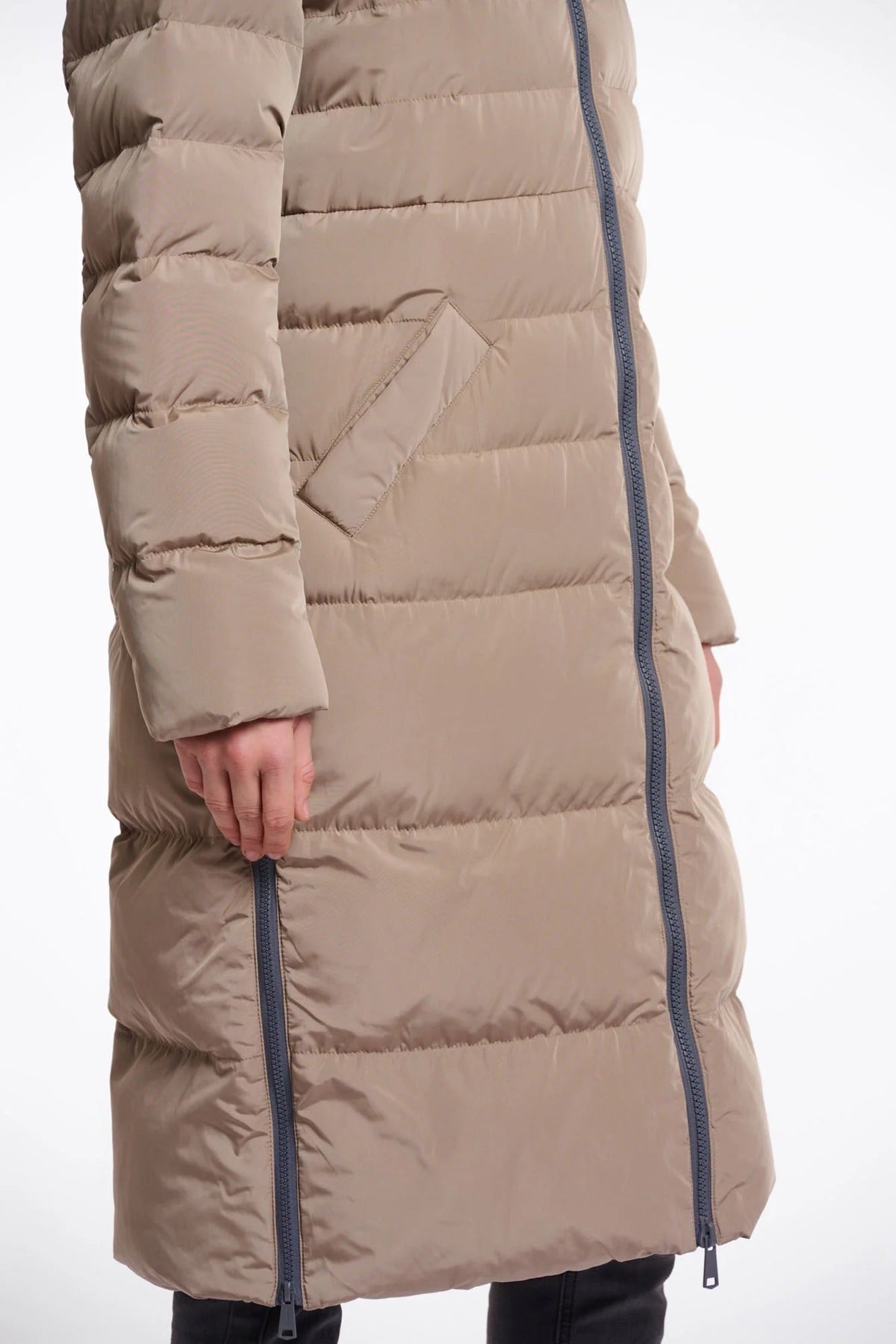 Young Ideas & Henmores -Keilafur Long Padded Hooded Coat -Toffee -8