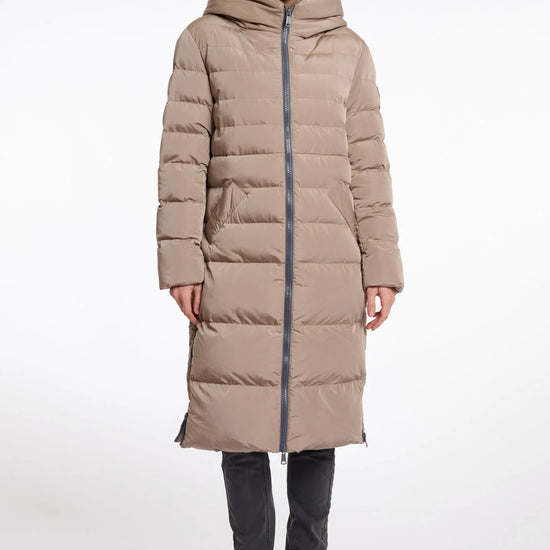 Young Ideas & Henmores -Keilafur Long Padded Hooded Coat -Toffee -8