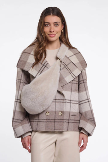 Young Ideas & Henmores -Nayla Faux Fur Crossbody Bag -Birch -OS