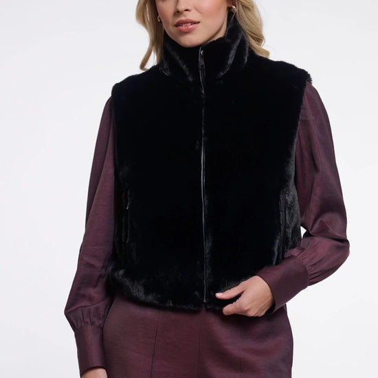Young Ideas & Henmores -Nikki Short Faux Fur Gilet -Black -8