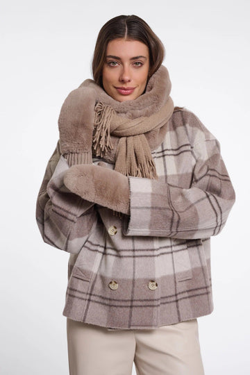 Young Ideas & Henmores -Oxo Faux Fur Gloves -Mocha Latte -OS