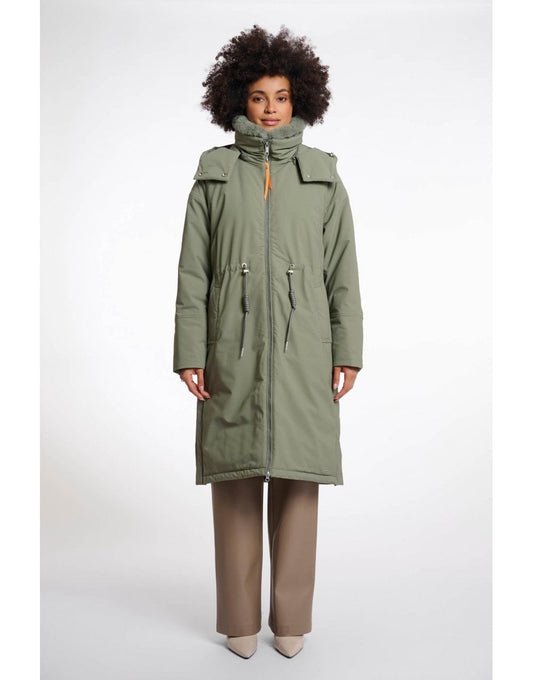 Young Ideas/Henmores - Quinte Detachable Faux Fur Coat - Green Ash - 8
