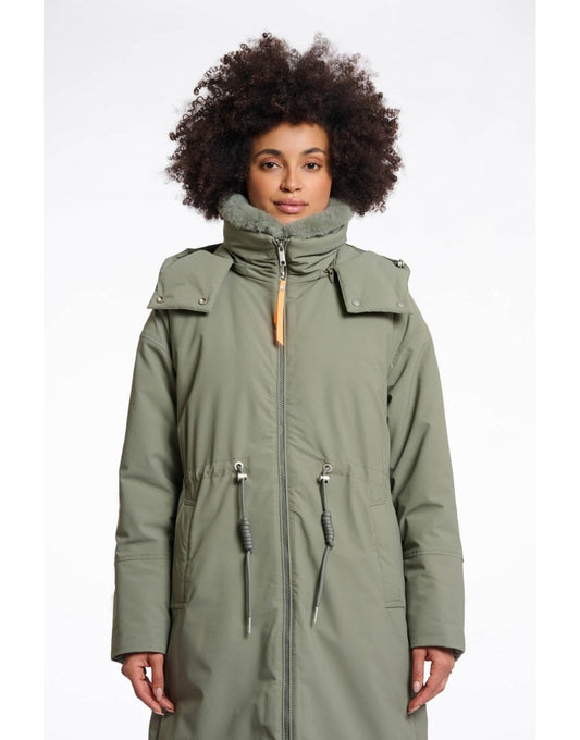 Young Ideas/Henmores - Quinte Detachable Faux Fur Coat - Green Ash - 8