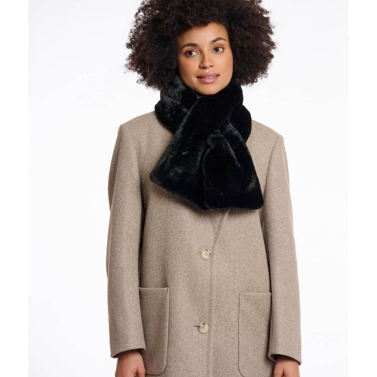 Young Ideas/Henmores - Stip Faux Fur Scarf - Black - OS