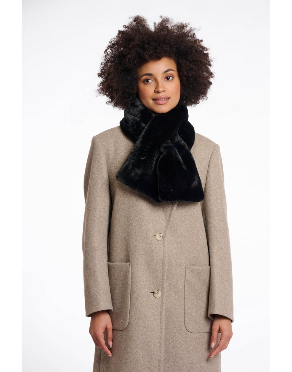 Young Ideas/Henmores - Stip Faux Fur Scarf - Black - OS