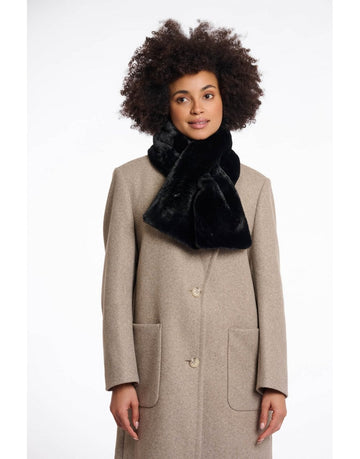 Young Ideas/Henmores - Stip Faux Fur Scarf - Black - OS