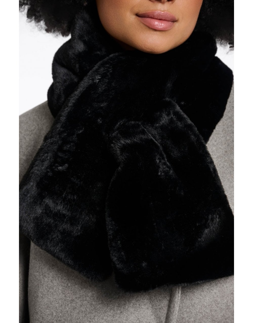 Young Ideas/Henmores - Stip Faux Fur Scarf - Black - OS