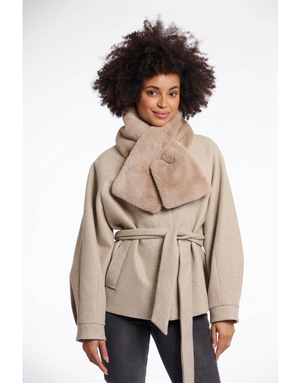 Young Ideas/Henmores - Stip Faux Fur Scarf - Black - OS