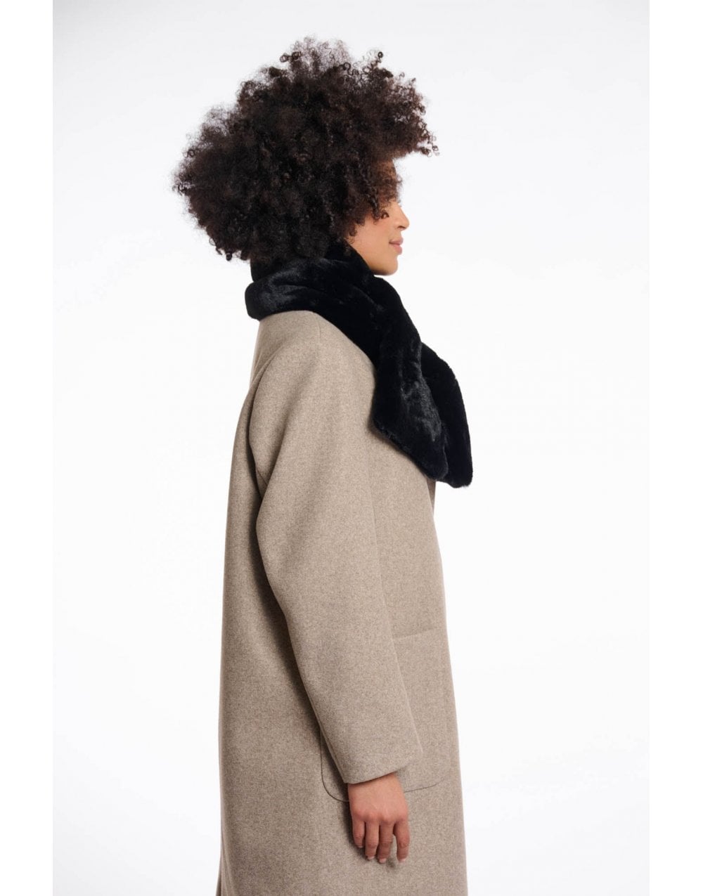 Young Ideas/Henmores - Stip Faux Fur Scarf - Black - OS
