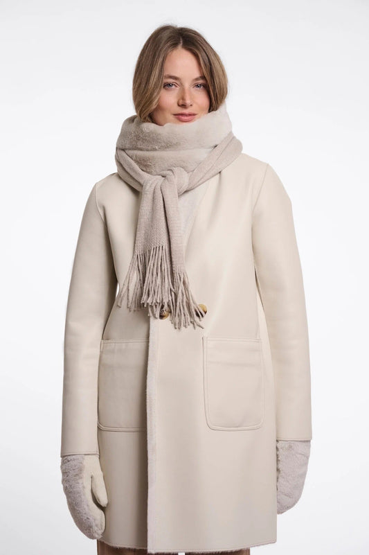 Young Ideas & Henmores -Vlien Faux Fur Detail Scarf -Birch -OS