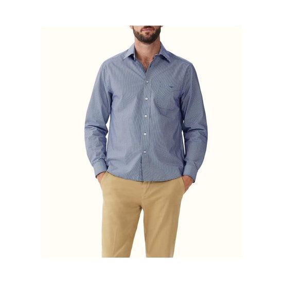 Young Ideas/Henmores - Clssic Poplin Check Shirt - Navy Check - S