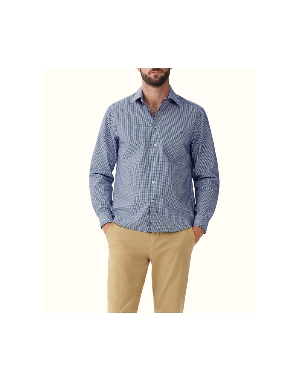 Young Ideas/Henmores - Clssic Poplin Check Shirt - Navy Check - S