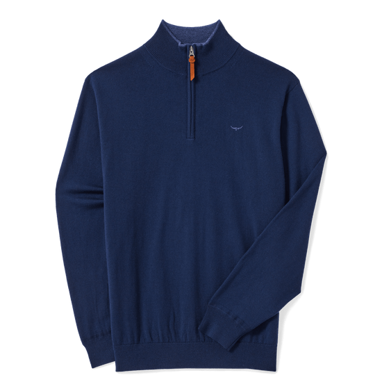 Young Ideas & Henmores -Ernest Merino 1/4 Zip Jumper -Navy -S