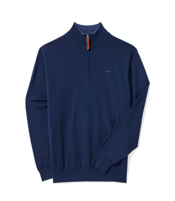 Young Ideas & Henmores -Ernest Merino 1/4 Zip Jumper -Navy -S