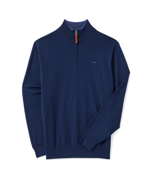 Young Ideas & Henmores -Ernest Merino 1/4 Zip Jumper -Navy -S