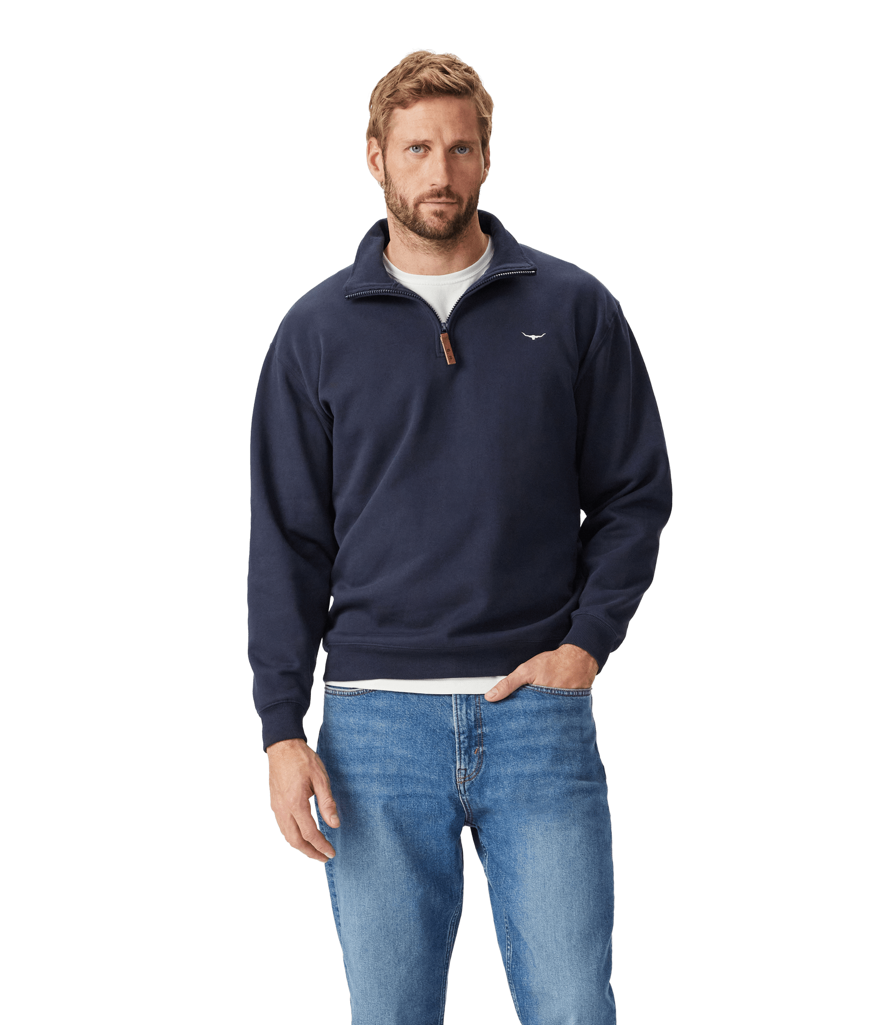 Young Ideas & Henmores -Mulyungarie 1/4 Zip Sweatshirt -Navy -S