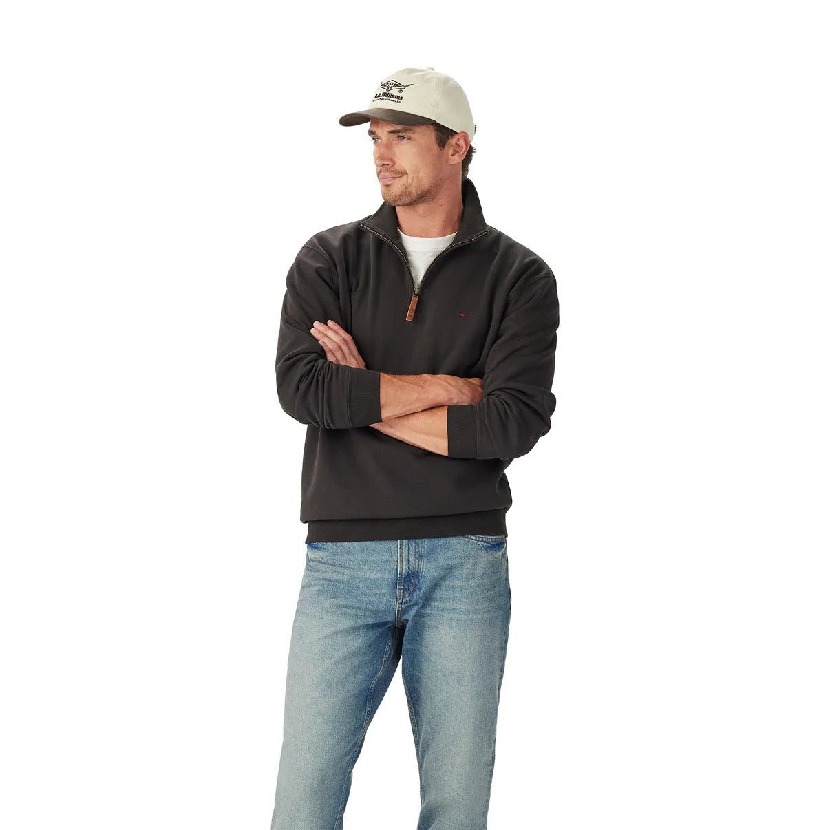 Young Ideas & Henmores -Mulyungarie 1/4 Zip Sweatshirt -Charcoal -S