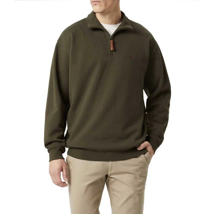 Young Ideas & Henmores -Mulyungarie 1/4 Zip Sweatshirt -Fatigue -S