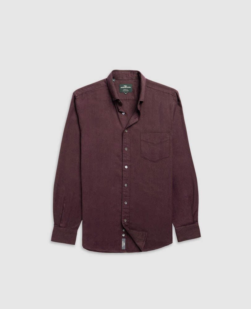 Young Ideas & Henmores -Barhill Long Sleeve Flannel Shirt -Mulberry -L