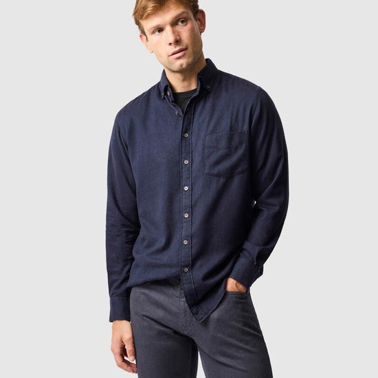 Young Ideas & Henmores -Barhill Long Sleeve Flannel Shirt -Twilight -L