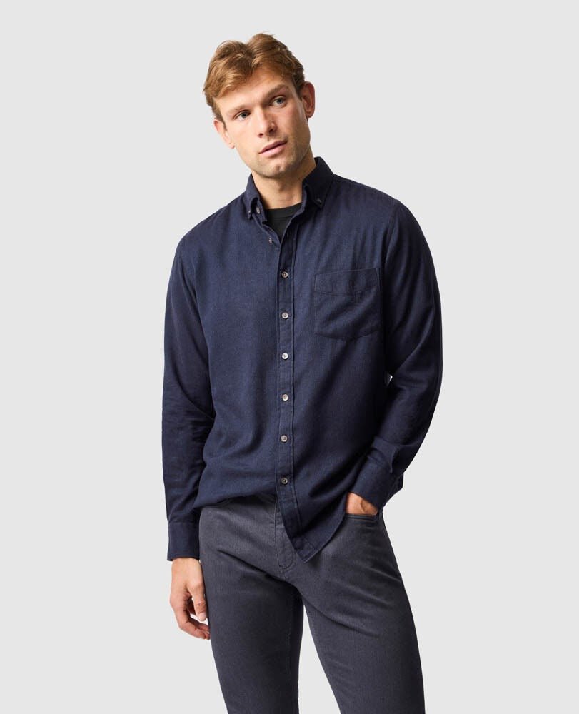 Young Ideas & Henmores -Barhill Long Sleeve Flannel Shirt -Twilight -L