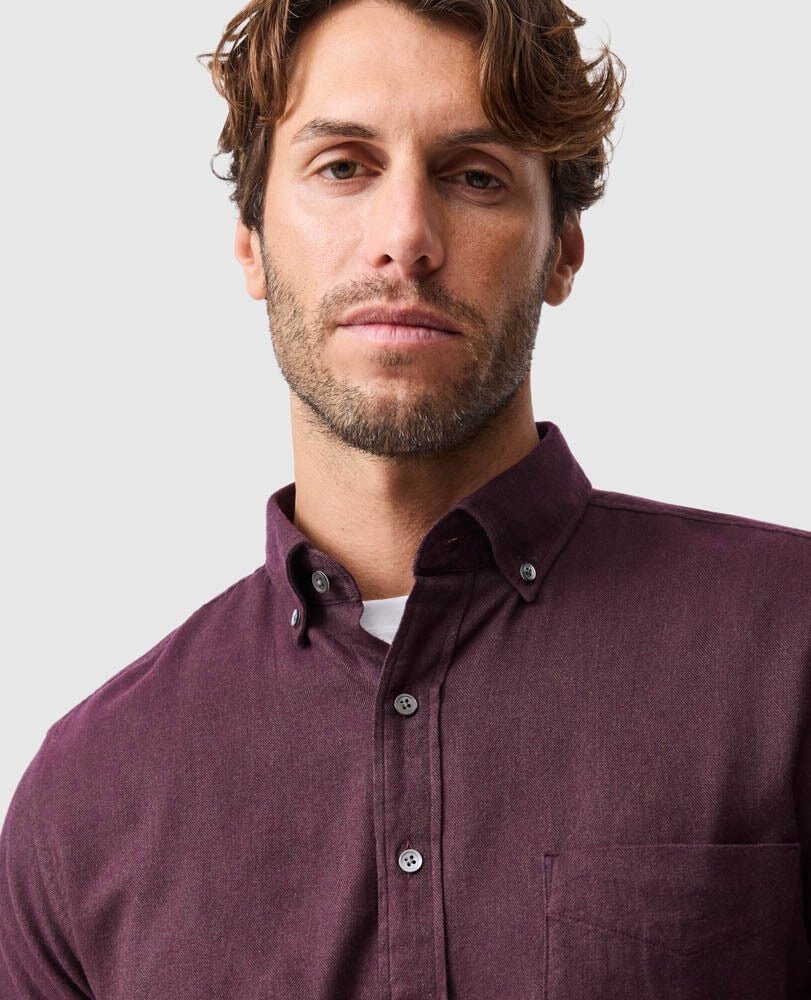 Young Ideas & Henmores -Barhill Long Sleeve Flannel Shirt -Mulberry -L