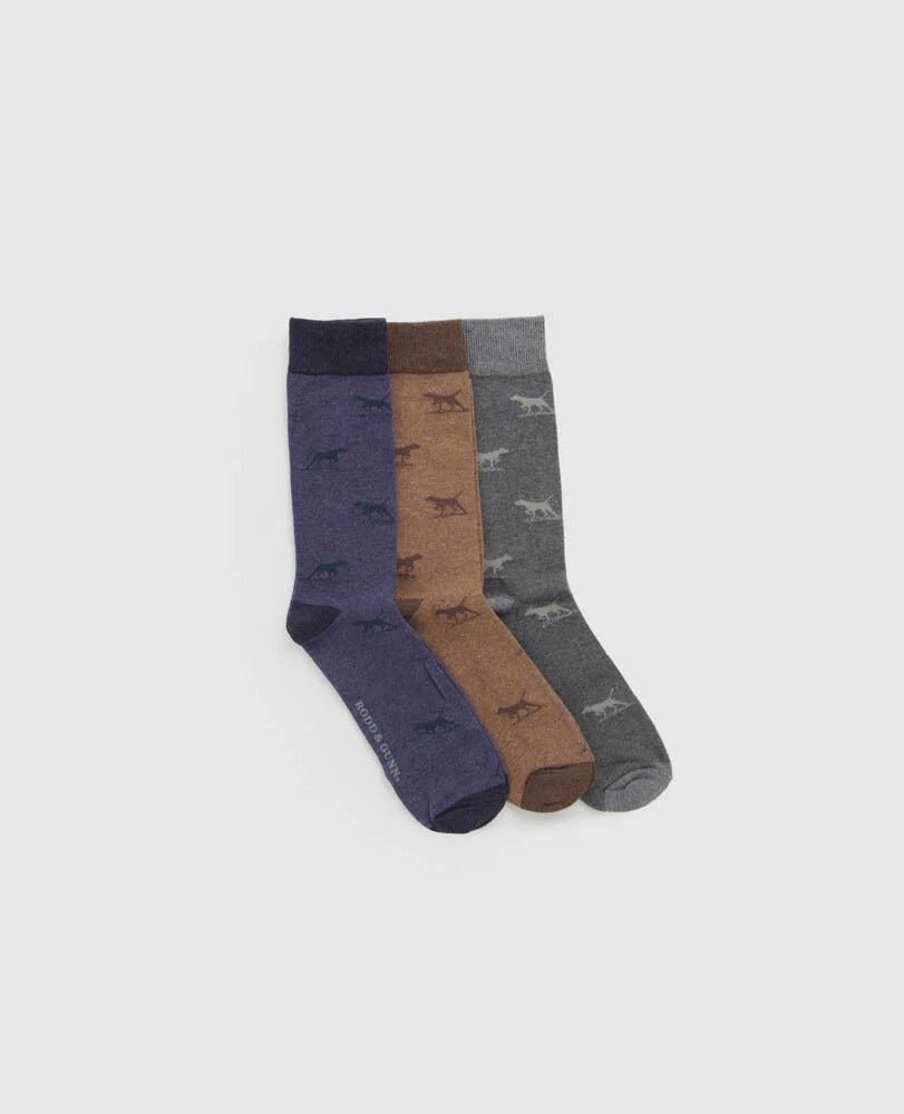 Young Ideas & Henmores -Dogs-A-Plenty Three Pack Sock -Washed Multi -L