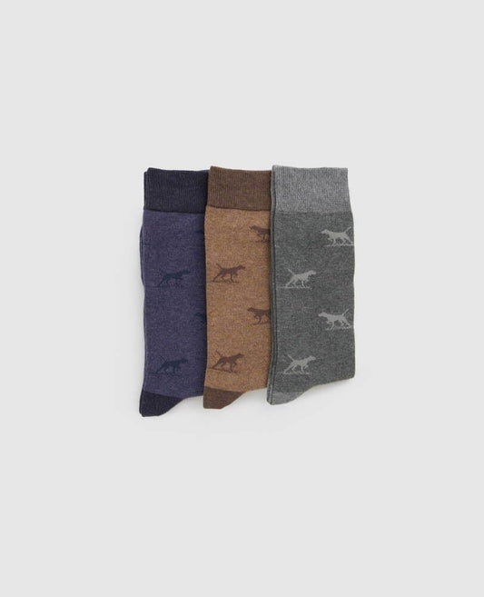 Young Ideas & Henmores -Dogs-A-Plenty Three Pack Sock -Washed Multi -L