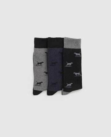Young Ideas & Henmores -Dogs-A-Plenty Three Pack Sock -Work Multi -L