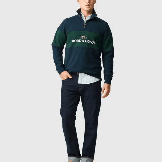 Young Ideas & Henmores - Foresters Peak 1/4 Zip Cotton Sweatshirt - Midnight - XS
