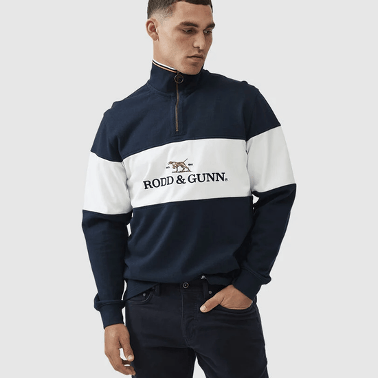 Young Ideas & Henmores - Foresters Peak 1/4 Zip Cotton Sweatshirt - Midnight - XS
