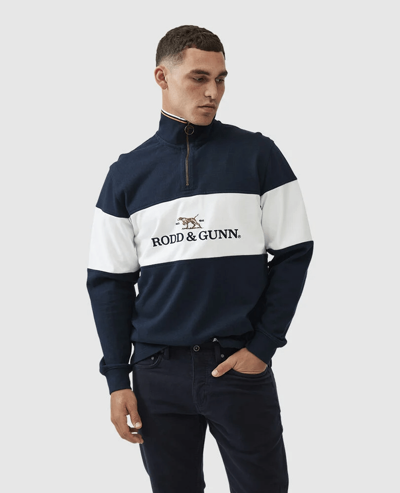 Young Ideas & Henmores - Foresters Peak 1/4 Zip Cotton Sweatshirt - Midnight - XS